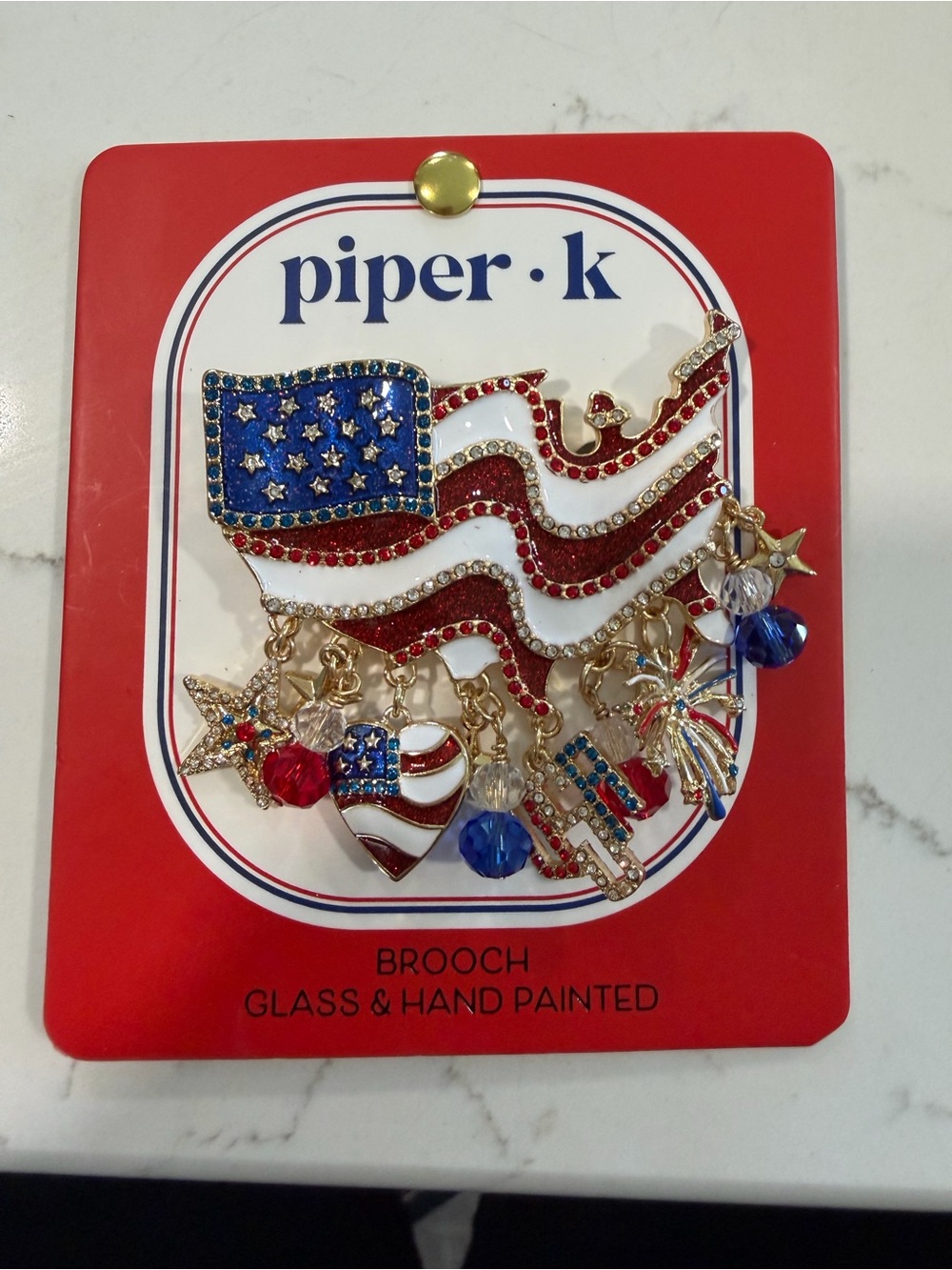 Piper•k Red Rhinestone Lobster Brooch